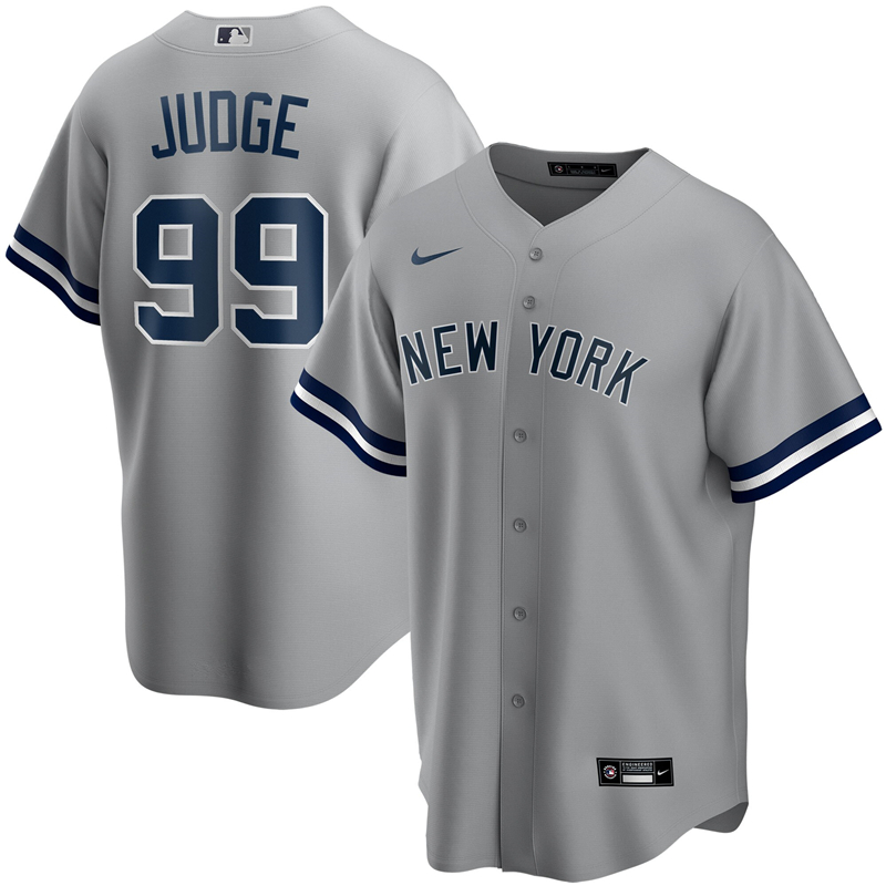 2020 MLB Youth New York Yankees #99 Aaron Judge Nike Gray Road 2020 Replica Player Jersey 1->new york yankees->MLB Jersey